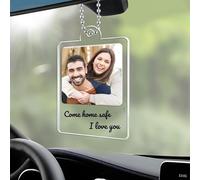 Personalised Photo Car Hanging Ornament,Custom Rear View Mirror Accessories with Photo&Song,Spotifty Acrylic Plaque Car Decorations Interior Gift for Boyfriend,Girlfriend