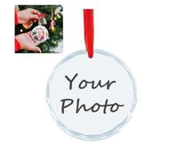 Personalised Photo Christmas Bauble, Custom Picture Crystal Christmas Ornament, Customised Christmas Tree Decorations with Photo Glass Ball, DIY Family Picture Xmas Gifts for Mom Dad Pets Kids Friends