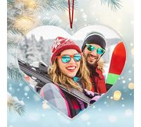 Personalised Photo Christmas Bauble, Customised Double-Sided Photo Acrylic Christmas Tree Decorations, Personalised for Family/lovers/Friends (Heart)