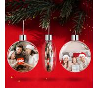 Personalised Photo Christmas Bauble Double Sided, Custom Ball Ornament with Picture for Christmas Tree Decorations, 2025 Xmas Gifts for Family & Friends, Round