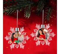 Personalised Photo Christmas Bauble Double Sided, Custom Ball Ornament with Picture for Christmas Tree Decorations, 2025 Xmas Gifts for Family & Friends, Snow