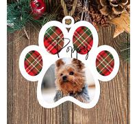 Personalised Photo Christmas Decoration - Customisable Bauble for Pet Lovers, Heartwarming Keepsake for the Holidays, (Red, Mdf Wood Indoor Use Only 10cm x 9cm)
