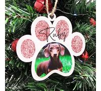 Personalised Photo Christmas Decoration - Customisable Bauble for Pet Lovers, Heartwarming Keepsake for the for Christmas (Pink, Mdf Wood Indoor Use Only 10cm x 9cm)