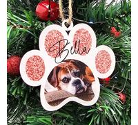 Personalised Photo Christmas Decoration - Customisable Bauble for Pet Lovers, Heartwarming Keepsake for the for Christmas (Rose Gold, Mdf Wood Indoor Use Only 10cm x 9cm)