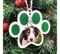 Personalised Photo Christmas Decoration - Customisable Bauble for Pet Lovers, Heartwarming Keepsake for the for Christmas (Green, Mdf Wood Indoor Use Only 10cm x 9cm)