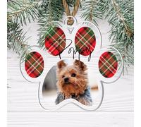 Personalised Photo Christmas Decoration - Customisable Bauble for Pet Lovers, Heartwarming Keepsake for the Holidays, (Red, Acrylic Indoor & Outdoor Use 10cm x 9cm)