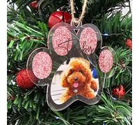 Personalised Photo Christmas Decoration - Customisable Bauble for Pet Lovers, Heartwarming Keepsake for the for Christmas (Pink, Acrylic Indoor & Outdoor Use 10cm x 9cm)