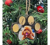 Personalised Photo Christmas Decoration - Customisable Bauble for Pet Lovers, Heartwarming Keepsake for the Holidays, (Gold, Acrylic Indoor & Outdoor Use 10cm x 9cm)