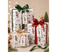 Personalised Photo Christmas Gift Wrap with Custom Name - Face on Santa Body Wrapping Paper - Funny Personalised Christmas Wrapping Paper with Your Photo (5 Meters)