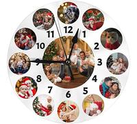 Personalised Photo Clock, Personalized Round Clock with Photo Text, Custom Round Clock, Customized Wall Clock Gift for Mother Father Family Christmas Xmas Wedding Valentines Day Birthday Anniversary