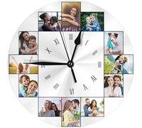 Personalised Photo Clock, Personalized Round Clock with Photo Text, Custom Round Clock, Customized Wall Clock Gift for Mother Father Family Christmas Xmas Wedding Valentines Day Birthday Anniversary