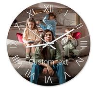 HAOANGZHE Personalised Photo Clock - Your Image Printed on the Clock, Personalised Non Ticking Silent Round Clock for Kitchen Living Room Bedroom Bathroom Home