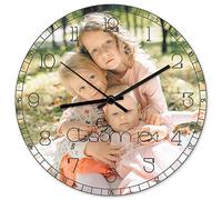 HAOANGZHE Personalised Photo Clock - Your Image Printed on the Clock, Personalised Non Ticking Silent Round Clock for Kitchen Living Room Bedroom Bathroom Home