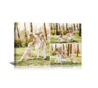 Personalised Photo Collage Canvas Prints Custom Multi Picture Framed Wall Art, 3 Photo Collage, Personalised Gift for Women Mum Dad Couples Pets, Family Photo Canvas Home Decor 60x40 cm (24x16in)
