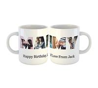 Personalised Photo Collage Coffee Tea Mug Cup with Five Pictures Inside Letters with a Special Message. 5 Pictures Inside Mammy for Birthday's, Special Occasions etc