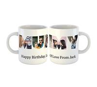 Personalised Photo Collage Coffee Tea Mug Cup with Five Pictures Inside Letters with a Special Message. 5 Pictures Inside Mummy for Birthday's, Special Occasions etc
