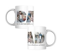 Personalised Photo Collage Coffee Tea Mug Cup with Three Pictures Inside Letters with a Special Message. 3 Pictures Inside DAD for Birthday's, Father's Day, Special Occasions etc