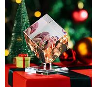 Personalised Photo Collage Frame Custom 3D Engraved Photo Cube on Crystal Picture Album Display Desk Table Decor Crystal Cube Gift for Valentine Day Wedding Family Her