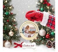 Personalised Photo Decorations, Christmas Tree Custom Metal Ornaments, Ideal for Mothers, Fathers, Friends, Lovers, Weddings and Baby's First Christmas (Bone)