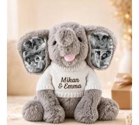 Personalised Photo Elephant Teddy Customised Elephant Teddy Plush Keepsake with Hidden 8 Pictures in Ears Personalised Birthday Anniversary Wedding Gifts for Women Men Her Friend(Elephant02)