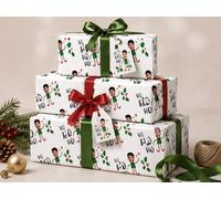 Personalised Photo Elf Christmas Gift Wrap with Custom Name - Face on Elf Body Wrapping Paper - Funny Personalised Christmas Wrapping Paper with Your Photo (5 Meters)