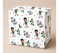 Personalised Photo Elf Christmas Gift Wrap with Custom Name - Face on Elf Body Wrapping Paper - Funny Personalised Christmas Wrapping Paper with Your Photo (3 Meters)