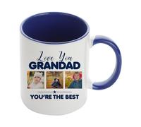 Personalised Photo, Father's Day Gift, Love You Grandad You're The Best, Inside Coloured Mug, Ceramic Coffee, Tea Mug. (Navy Blue)