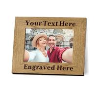 Personalised Photo Frame 6x4 Picture Frames Engraved Wooden Picture Frames with Any Text for Him Her Mum Mothers Day Wedding Graduation Christmas Valentines (Landscape)