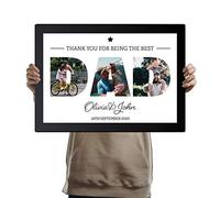Personalised Photo Frame A3 Black Printed with DAD and Collage of pictures inside the letters with a special message. Gift for Him, Dad, Birthday, Christmas, Fathers Day