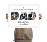 Personalised Photo Frame A3 White Printed with DAD and Collage of pictures inside the letters with a special message. Gift for Him, Dad, Birthday, Christmas, Fathers Day