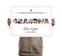 Personalised Photo Frame A3 White Printed with GRANDMA and Collage of pictures inside the letters with a special message. Gift for Her, Grandparent, Birthday, Christmas, Mothers Day