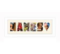 Personalised Photo Frame any Name Word 3 to 9 letters Single Mounted Unique Birthday Picture Gift Present (White Finish Cream Mount, 6 Letter)