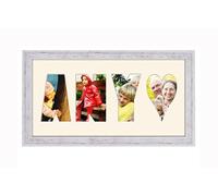 Personalised Photo Frame any Name Word 3 to 9 letters Single Mounted Unique Birthday Picture Gift Present (Shabby Chic Cream Mount, 3 Letter with Heart)