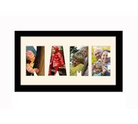 Personalised Photo Frame any Name Word 3 to 9 letters Single Mounted Unique Birthday Picture Gift Present (Black Finish Cream Mount, 4 Letter)