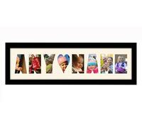 Personalised Photo Frame any Name Word 3 to 9 letters Single Mounted Unique Birthday Picture Gift Present (Black Finish Cream Mount, 8 Letter)