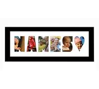 Personalised Photo Frame any Name Word 3 to 9 letters Single Mounted Unique Birthday Picture Gift Present (Black Finish White Mount, 6 Letter)