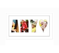 Personalised Photo Frame any Name Word 3 to 9 letters Single Mounted Unique Birthday Picture Gift Present (White Finish White Mount, 3 Letter with Heart)