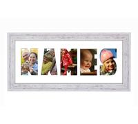 Personalised Photo Frame any Name Word 3 to 9 letters Single Mounted Unique Birthday Picture Gift Present (Shabby Chic White Mount, 5 Letter)