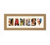 Personalised Photo Frame any Name Word 3 to 9 letters Single Mounted Unique Birthday Picture Gift Present (Oak Finish Cream Mount, 6 Letter)
