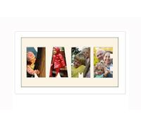 Personalised Photo Frame any Name Word 3 to 9 letters Single Mounted Unique Birthday Picture Gift Present (White Finish Cream Mount, 4 Letter)