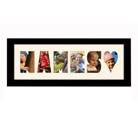 Personalised Photo Frame any Name Word 3 to 9 letters Single Mounted Unique Birthday Picture Gift Present (Black Finish Cream Mount, 6 Letter)
