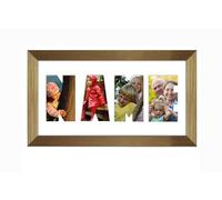Personalised Photo Frame any Name Word 3 to 9 letters Single Mounted Unique Birthday Picture Gift Present (Gold Finish White Mount, 4 Letter)