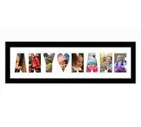 Personalised Photo Frame any Name Word 3 to 9 letters Single Mounted Unique Birthday Picture Gift Present (Black Finish White Mount, 8 Letter)