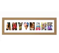 Personalised Photo Frame any Name Word 3 to 9 letters Single Mounted Unique Birthday Picture Gift Present (Oak Finish White Mount, 8 Letter)