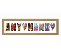 Personalised Photo Frame any Name Word 3 to 9 letters Single Mounted Unique Birthday Picture Gift Present (Oak Finish White Mount, 9 Letter)