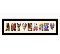Personalised Photo Frame any Name Word 3 to 9 letters Single Mounted Unique Birthday Picture Gift Present (Black Finish Cream Mount, 9 Letter)