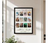 Personalised Photo Frame Custom 1 Year Anniversary Picture Frame with Names & Date Engraving Gift for Couples Valentine's Day Birthday Wedding Girlfriend