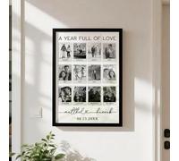 Personalised Photo Frame Custom 1 Year Anniversary Picture Frame with Names & Date Engraving Gift for Couples Valentine's Day Birthday Wedding Girlfriend