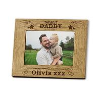 Personalised Photo Frame Custom Gifts for Fathers Day Christmas from Daughter Son for Dad Daddy Grandpa Uncle Personalised Gift for Men Him 6"x 4" Engraved Wooden Picture Frames (Design 1 Landscape)