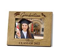 Personalised Photo Frame Custom Gifts for Graduation for Him Her Friend Personalised Gift for Women Man Him 7"x 5" Engraved Wooden Picture Frames （Design 1 Landscape）